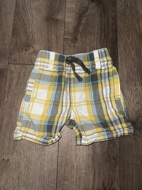 Gymboree Yellow, Blue & Gray Plaid Drawstring Shorts